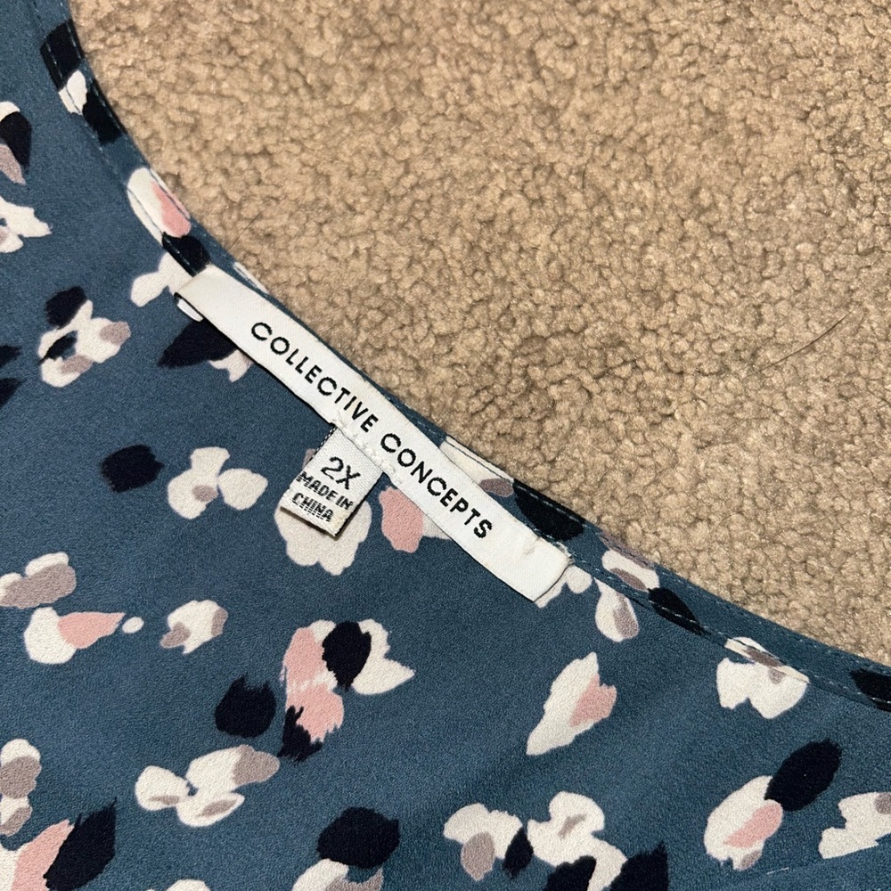 Collective Concepts Teal Patterned Top - image 2